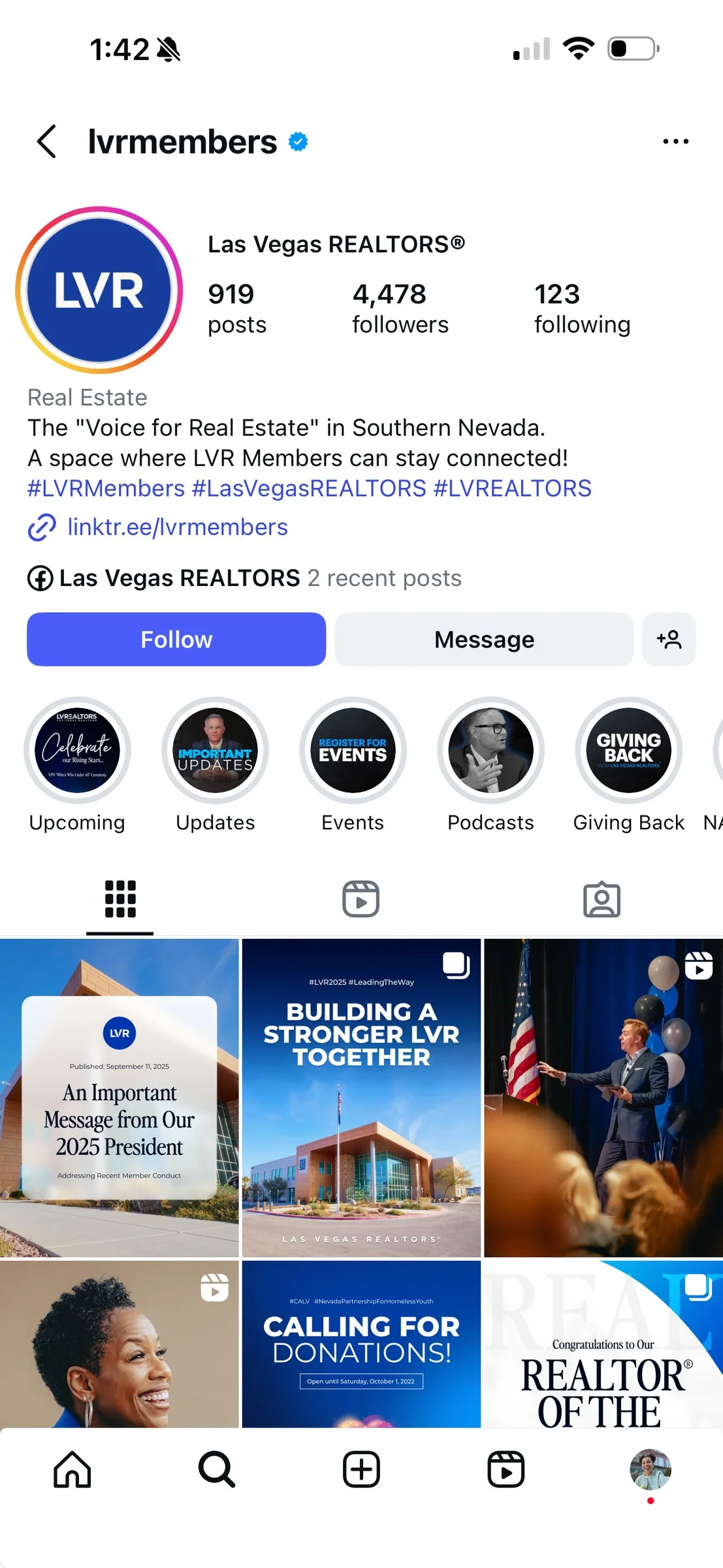 LVR Instagram profile